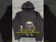 Custom DTG print heavyweight streetwear pullover zip up hoodie