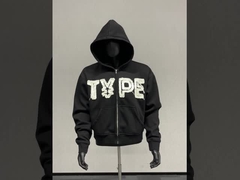 Embroiagem em angústia, patchwork, aplicativo, box fit, zip up com capuz.