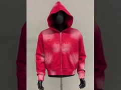 Custom lavado logotipo bordado sol desbotado zip up capuz