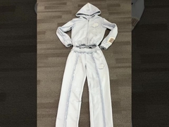 Custom Y2K cortado camisola e calças de treino de duas peças conjunto mulheres