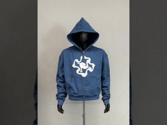 Customizado 500 gsm puff impressão pesado zip up hoodie