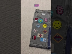 Patches de bordados personalizados Logo Baggy Jorts Streetwear High Quality Raw Hem Vintage Denim Jean Shorts