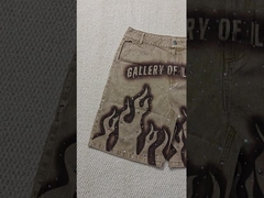 Customizado 2025 Nova calça curta calças calças de rua cintura alta pedra vintage lavagem strass saco grande