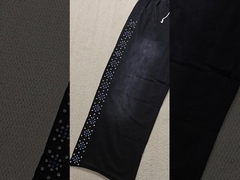 Corredores personalizados Calças de suor de algodão de grande porte Francês Terry pernas retas Saco de acido lavagem Rhinest expandido