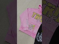 Impressão de tela DTG personalizada Caixa pesada Jaquetas com fecho de algodão Distressed Rhinestone fecho de homens H