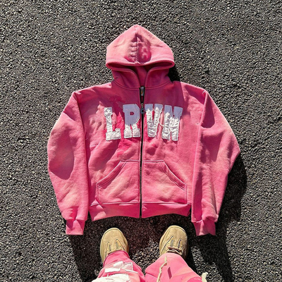 comprar Custom Oversized 500gm Acid Lavado Zip Up Distressed Letter Patchwork bordados Hoodies online manufacture