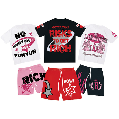 comprar Casual Daily Life 2 Piece Set Mens Vintage lavado com ácido Lavar Short Sweat Shorts e T-shirts online manufacture