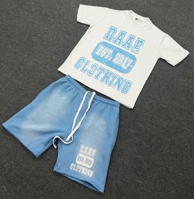comprar Adultos 2 peças T-shirt e calções conjunto personalizado 100% algodão fato de verão fato de sucesso online manufacture