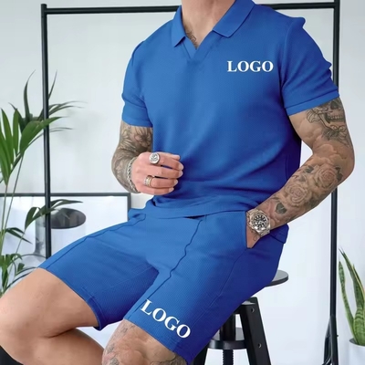 comprar Traje de Verão 2024 personalizado para Homens T-shirt de Polo de cor sólida e shorts de waffle online manufacture