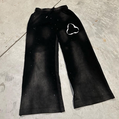 comprar Temporada de Primavera Calças de Rhinestone para Homens Custom Grande Acid Washed Cut and Sew Sweatpants online manufacture
