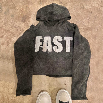 comprar Roupas de rua personalizadas para homens bordadas Sol desbotado Corte de borda de lavagem de ácido Hoodies com hémio bruto online manufacture