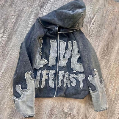 comprar Relógio gráfico personalizado bordados de época rótulo de patchwork rótulos personalizados hoodies masculino online manufacture