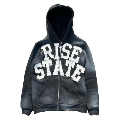 comprar Patch bordados Vintage Sol desbotado Francês Terry Distressed Hoodie com impressão de borracha online manufacture