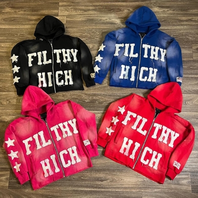 comprar Pullover customizado com 300 gsm com lavagem com ácido e bordado vintage. online manufacture