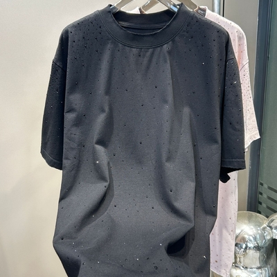 comprar T-Shirt de peso pesado de strass personalizado para roupas de rua online manufacture