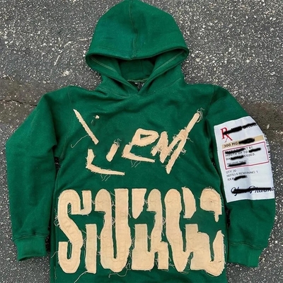 comprar Custom 420 gsm Homens Streetwear Hoodie com bordados Patch Vintage Acid Wash Design online manufacture