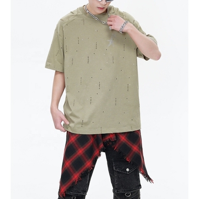comprar 240Gsm de algodão camiseta glitter grande para homens patchwork manga Raglan online manufacture