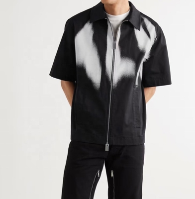 comprar Casual masculino de algodão pesado preto de impressão zip up camisa S-5XL ou estilo Hip Hop personalizado online manufacture