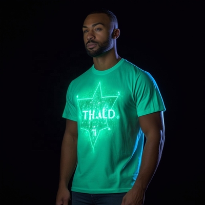 comprar Impressão personalizada de algodão reflector T-shirt de musculatura apertada para homens brilha no escuro online manufacture