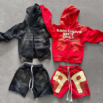 comprar Acid Wash Zip Up Hoodie e calças de treino Design personalizado para homens online manufacture