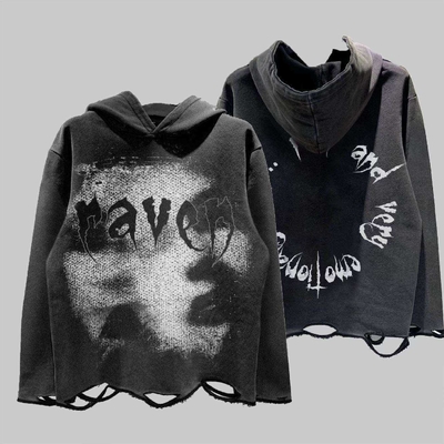 comprar Tecido de algodão Unisex Hoodie de aflição Impressão de tela Francês Terry Pullover online manufacture