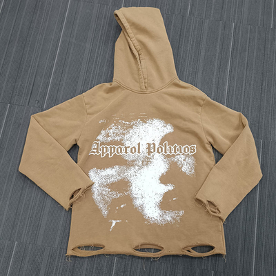 comprar S-6XL DTG capuzes de impressão de grandes dimensões Francês Terry Capuz de algodão com Distressed rasgado online manufacture