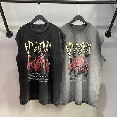 comprar Acid Wash Vintage Tank Tops personalizados para homens com design grande e logotipo de impressão DTG online manufacture