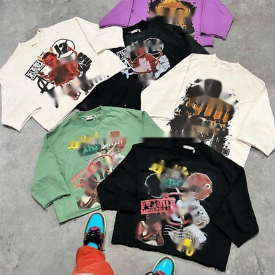 comprar Camisa de ginástica de manga longa cortada Camisa de peso pesado online manufacture
