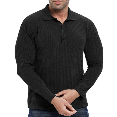 comprar Camiseta de polo personalizada de costelas de tricô de músculo masculino de manga longa camiseta de treino para ginásio e golfe online manufacture
