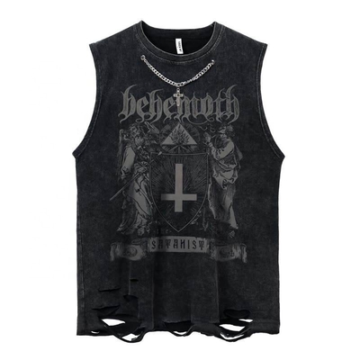 comprar Logotipo personalizado Streetwear Cut Raw Hem Tank Tops para Casual Daily Life Vintage Acid Wash online manufacture