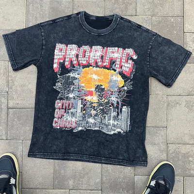 comprar Roupas de rua unisex camisetas pretas de grande porte lavadas ácido lavadas simples vintage peso pesado pedra online manufacture