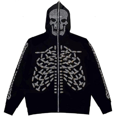 comprar 800 gramas Camisola com capuz com fecho de fechadura Camisola gótica masculina de crânio de pedra de estrito Jaqueta gráfica online manufacture