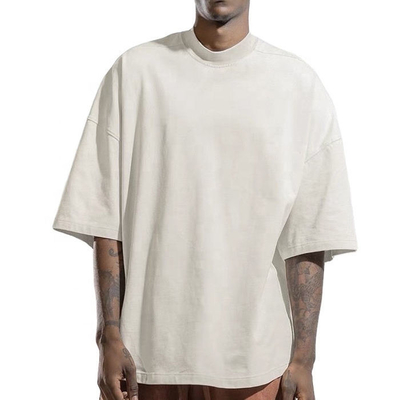 comprar Impressão personalizada 100% de algodão costela mock pescoço camiseta em branco para homens método de tecelagem tricô online manufacture