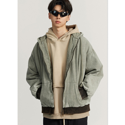 comprar Logotipo personalizado Moda de Inverno Vintage Homens oversized Quilted Hoodie de algodão casaco online manufacture
