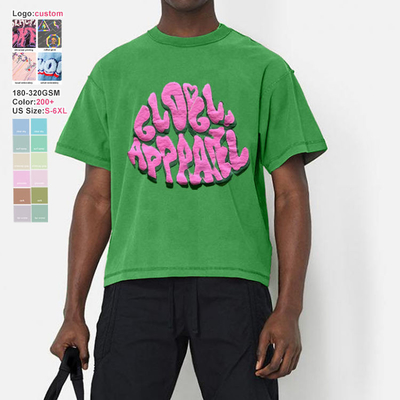 comprar Camiseta lavada vintage masculina e feminina de verão de 2024 de pescoço grosso cortado com saia crua cortada online manufacture