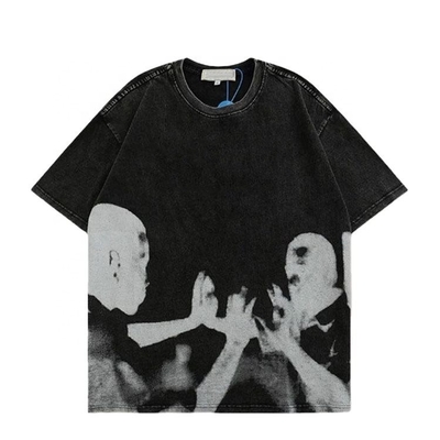 comprar 200gm 300gm 400gm T-shirt de impressão digital masculina vintage lavado com ácido online manufacture