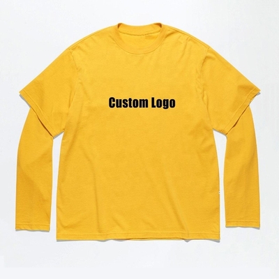 comprar Impressão Gráfica Acid Stone Wash Vintage Double Layer Long Sleeve T-Shirt para Homens online manufacture