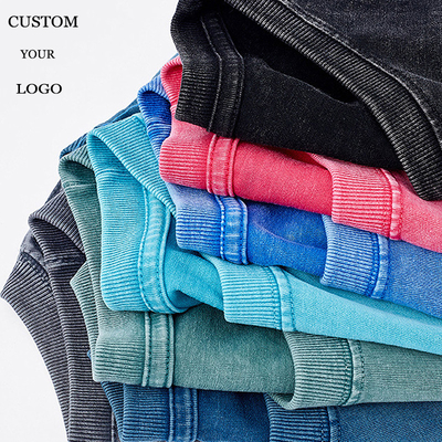 comprar T-shirt de lavagem de ácido masculino personalizado em algodão 100% colorido para roupas de rua e hip hop online manufacture