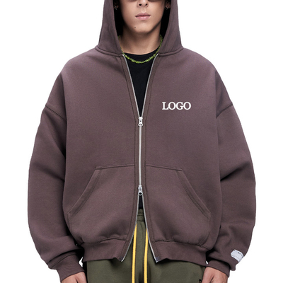 comprar Roupas de rua de colarinho com capuz, zip up castanho, top de cultivo com 500 gsm. online manufacture