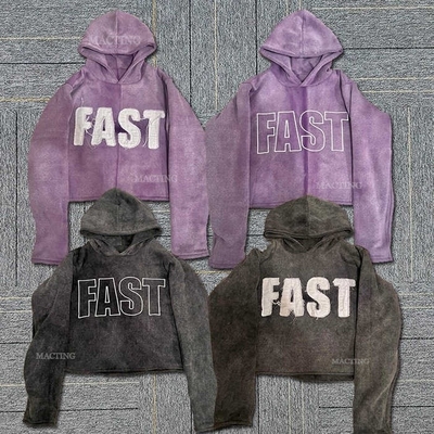 comprar Unisex Vintage Hoodie com Patch de bordado Distressed Applique em algodão Terry Francês online manufacture