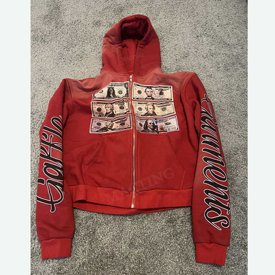 comprar Vintage Distressed Sun Fading Acid Wash Screen Hoodies com tecido de algodão online manufacture