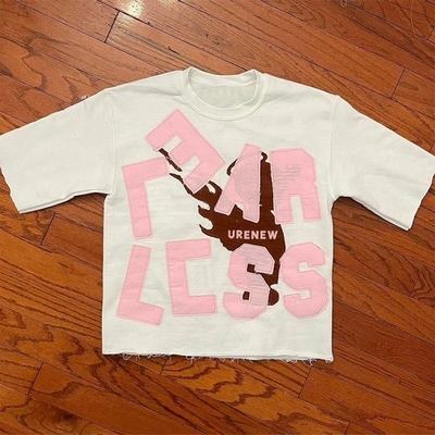 comprar T-shirt de tamanho grande para homens com bordado com patch de bordado Hip Hop estilo lavado com ácido online manufacture