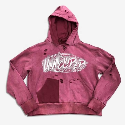 comprar Vintage Sun Fading Distressed Ripped Pullover Hoodie para Homens e Mulheres em estilo Unisex online manufacture