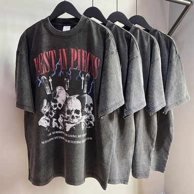 comprar High Street Acid Wash T-Shirt Unisex T-Shirt preto grande com logotipo personalizado 1000 quantidade online manufacture