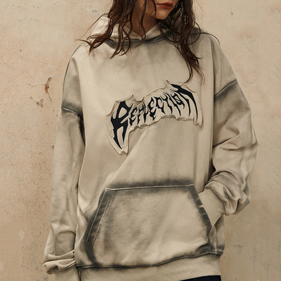 comprar 500gm Tricoteado Patch Oversized Embroidery Logotipo Vintage Homem pullover com capuz suéter masculino online manufacture