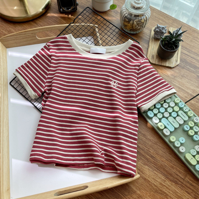 comprar Logotipo bordado personalizado camiseta curta de malha elástica para meninas quentes na moda Y2k online manufacture
