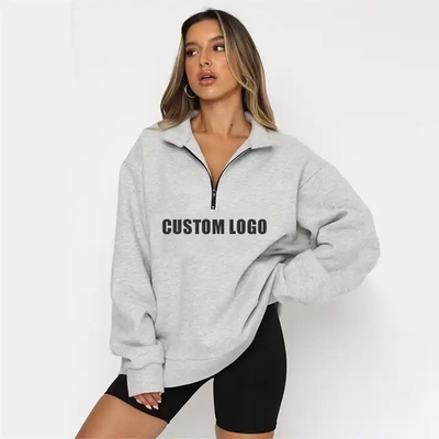 comprar Temporada de Inverno Roupas femininas de manga longa com fechadura de cabeça para cima Hoodies femininas Half Zip Up Design Impresso online manufacture