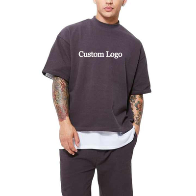 comprar Homem 100% algodão Boxy Fit camiseta em branco Custom Tee Logo Streetwear roupas grandes S-5XL online manufacture