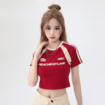 comprar Método de Tecelagem Tricoteado Estilo Y2K Custom Vintage Meninas Carta 3D Screen Puff Imprimir T-Shirts online manufacture
