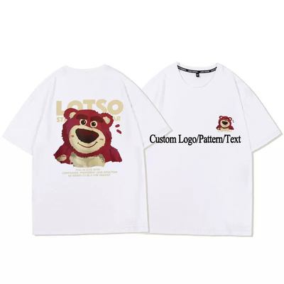 comprar Urso de Morango T-Shirt feminina em branco 95% algodão Manga curta solta Impresso T-Shirt grande online manufacture